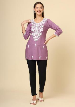 Picture of Amazing Rayon Plum Kurtis & Tunic