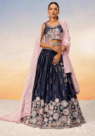 Picture of Georgette & Satin Midnight Blue Lehenga Choli