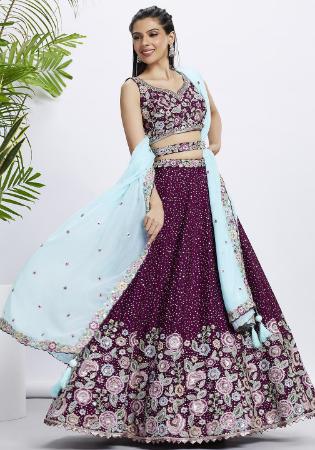 Picture of Splendid Net Brown Lehenga Choli