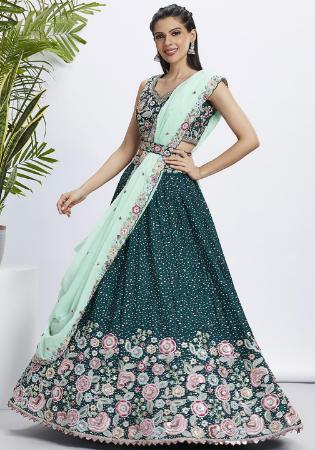 Picture of Admirable Net Dark Green Lehenga Choli