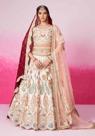 Picture of Elegant Georgette & Satin & Silk Beige Lehenga Choli