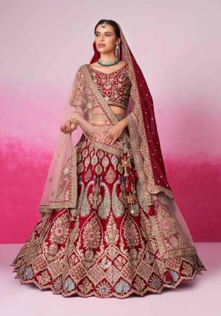 Picture of Georgette & Satin & Silk Maroon Lehenga Choli