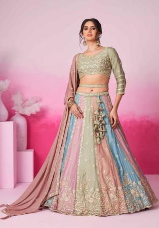 Picture of Lovely Georgette & Satin & Silk Tan Lehenga Choli