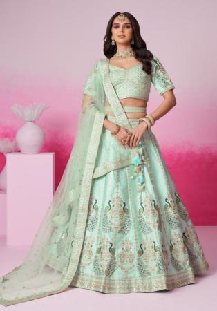 Picture of Georgette & Satin & Silk Powder Blue Lehenga Choli