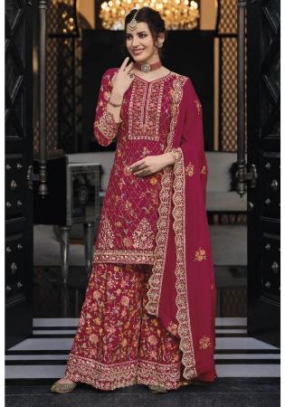 Picture of Excellent Silk Rosy Brown Straight Cut Salwar Kameez