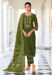 Picture of Silk & Organza Dark Olive Green Readymade Salwar Kameez