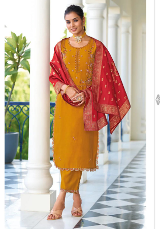 Picture of Silk & Organza Dark Golden Rod Readymade Salwar Kameez