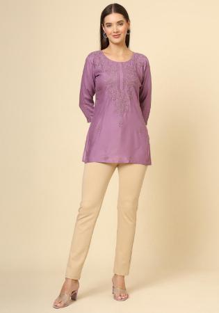 Picture of Amazing Rayon Medium Orchid Kurtis & Tunic