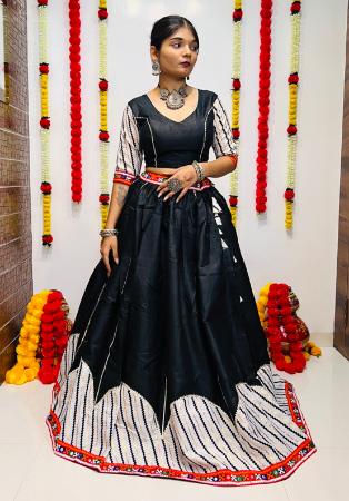 Picture of Cotton & Silk Black Readymade Lehenga Choli