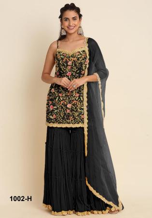 Picture of Radiant Georgette Black Straight Cut Salwar Kameez