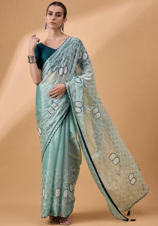 Picture of Appealing Net & Silk Cadet Blue Saree