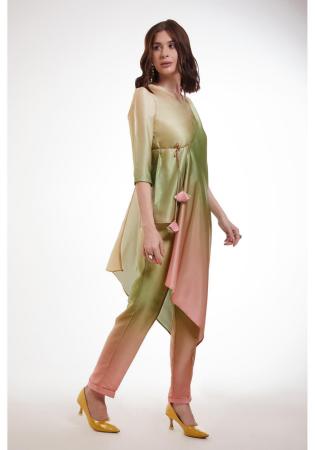 Picture of Lovely Satin Dark Khaki Kurtis & Tunic