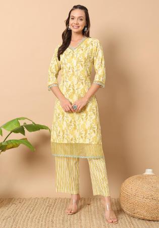 Picture of Classy Cotton Pale Golden Rod Kurtis & Tunic