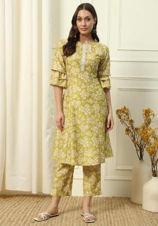 Picture of Appealing Cotton Dark Khaki Kurtis & Tunic