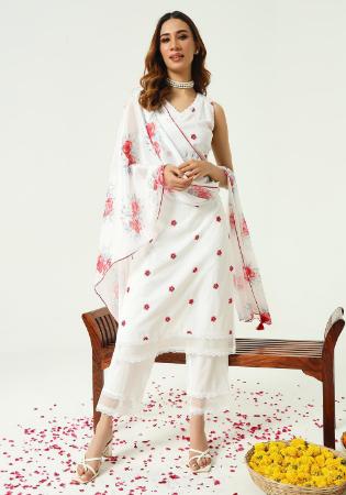 Picture of Shapely Cotton White Readymade Salwar Kameez