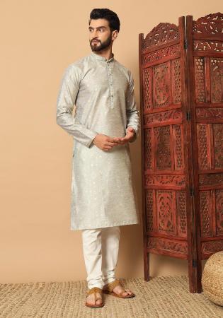 Picture of Graceful Silk Off White Kurtas