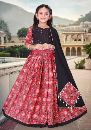 Picture of Graceful Chiffon Crimson Kids Lehenga Choli