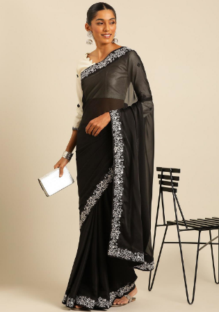 Picture of Marvelous Silk Black Saree