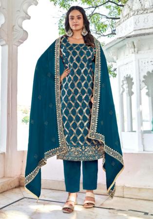 Picture of Amazing Georgette Teal & Readymade Salwar Kameez