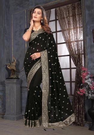 Picture of Delightful Georgette Black Saree