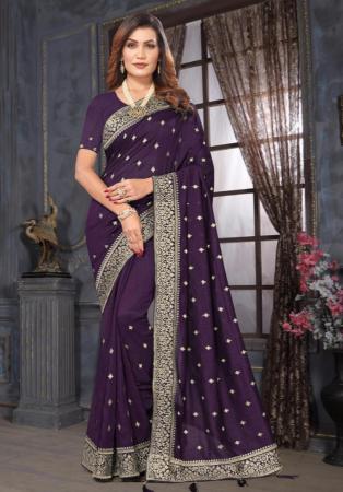 Picture of Good Looking Georgette Purple Saree