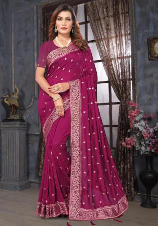 Picture of Comely Georgette Plum Saree