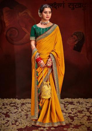 Picture of Comely Silk Dark Orange Saree