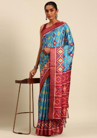 Picture of Superb Cotton Turquoise Saree