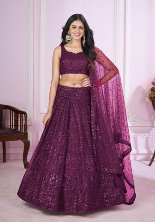 Picture of Well Formed Georgette & Net Purple Lehenga Choli