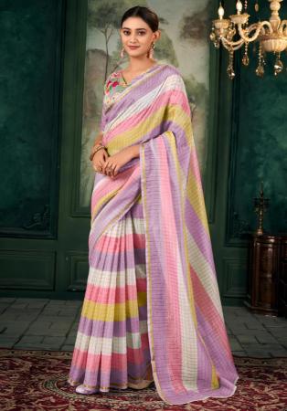 Picture of Fascinating Linen & Silk Pale Violet Red Saree