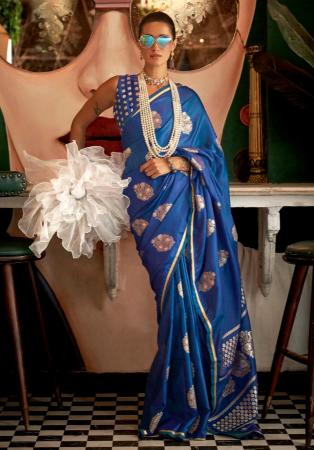 Picture of Sublime Satin Steel Blue Saree