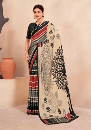 Picture of Beautiful Crepe & Silk Burly Wood Saree