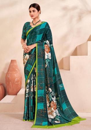 Picture of Graceful Crepe & Silk Dark Slate Grey Saree