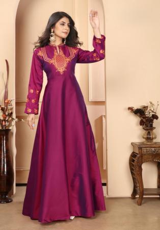 Picture of Ideal Silk Brown Readymade Gown