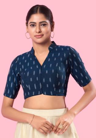 Picture of Comely Cotton Midnight Blue Designer Blouse