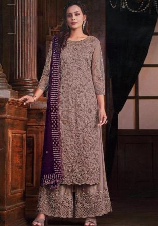 Picture of Marvelous Net Bisque Straight Cut Salwar Kameez