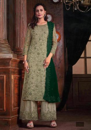 Picture of Grand Net Rosy Brown Straight Cut Salwar Kameez