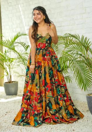 Picture of Pleasing Rayon Peru Readymade Gown