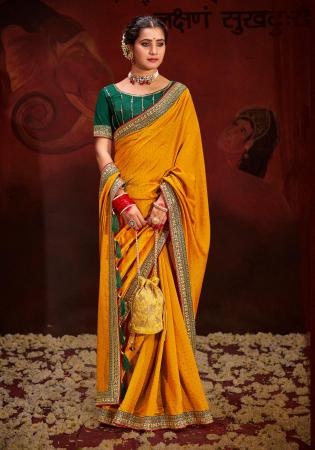 Picture of Gorgeous Silk Dark Orange Saree