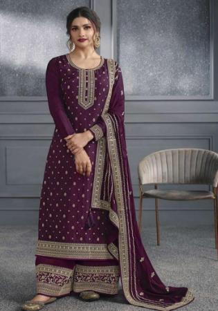 Picture of Silk Dark Olive Green Straight Cut Salwar Kameez