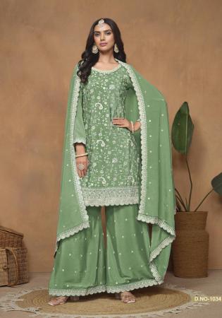 Picture of Chiffon Cadet Blue Straight Cut Salwar Kameez