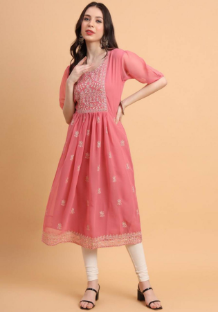 Picture of Beautiful Georgette Pale Violet Red Kurtis & Tunic