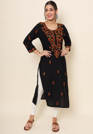 Picture of Graceful Rayon Black Kurtis & Tunic