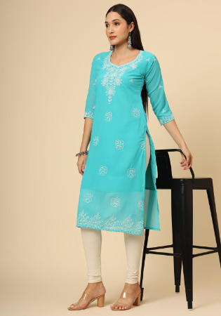 Picture of Georgette Medium Aqua Marine Kurtis & Tunic