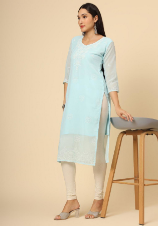 Picture of Shapely Georgette Powder Blue Kurtis & Tunic