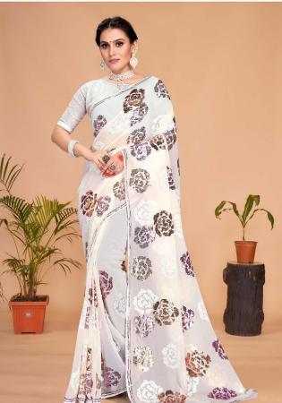 Picture of Exquisite Georgette & Net White Saree