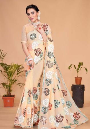 Picture of Superb Georgette & Net Bisque Saree