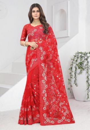 Picture of Superb Georgette & Net Crimson Saree