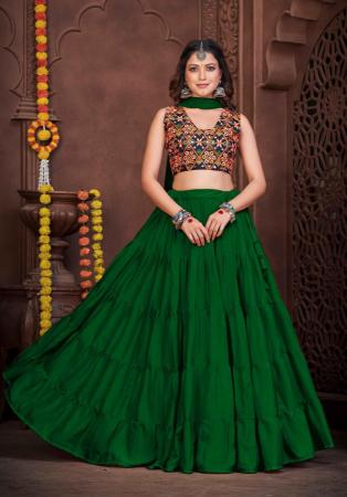 Picture of Appealing Crepe Dark Green Lehenga Choli