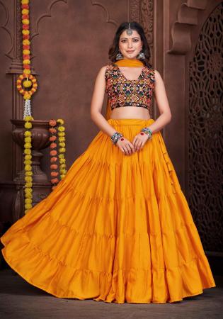 Picture of Stunning Crepe Dark Orange Lehenga Choli